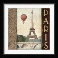 City Skyline Paris Vintage Square Fine Art Print