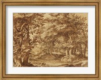 Forest Landscape with a Distant Castle Fine Art Print
