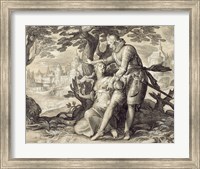 Young Woman Assisted by a Gentleman Fine Art Print