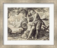 Young Woman Assisted by a Gentleman Fine Art Print