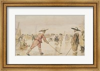 A Winter Scene with Two Gentlemen Playing Colf Fine Art Print