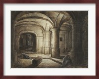 The Crypt of a Church with Two Men Sleeping Fine Art Print