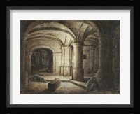 The Crypt of a Church with Two Men Sleeping Fine Art Print