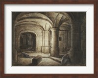 The Crypt of a Church with Two Men Sleeping Fine Art Print