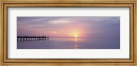 Pier in the ocean at sunset, Caspersen Beach, Sarasota County, Venice, Florida, USA Fine Art Print