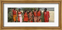 Group of Maasai people standing side by side, Maasai Mara National Reserve, Kenya Fine Art Print