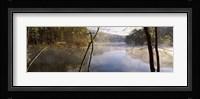 Morning mist around a lake, Lake Vesuvius, Wayne National Forest, Ohio, USA Fine Art Print