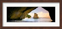 Rock formations in the Pacific Ocean, Cathedral Cove, Coromandel, East Coast, North Island, New Zealand Fine Art Print