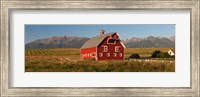 Barn in a field with a Wallowa Mountains in the background, Enterprise, Wallowa County, Oregon, USA Fine Art Print