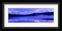Reflection of snow covered mountains on water, Mt McKinley, Wonder Lake, Denali National Park, Alaska, USA Fine Art Print