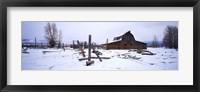 Mormon barn in winter, Wyoming, USA Fine Art Print