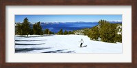 Tourist skiing in a ski resort, Heavenly Mountain Resort, Lake Tahoe, California-Nevada Border, USA Fine Art Print