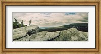 Hikers on flat boulders at Gertrude's Nose hiking trail in Minnewaska State Park, Catskill Mountains, New York State, USA Fine Art Print