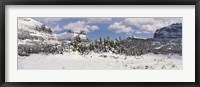 Mountains with trees in winter, Logan Pass, US Glacier National Park, Montana, USA Fine Art Print