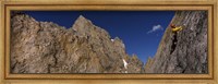 Man climbing up a mountain, Grand Teton, Grand Teton National Park, Wyoming, USA Fine Art Print
