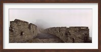 Fortified wall in fog, Great Wall of China, Mutianyu, Huairou County, China Fine Art Print