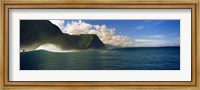 Rolling waves with mountains in the background, Molokai, Hawaii Fine Art Print