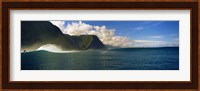 Rolling waves with mountains in the background, Molokai, Hawaii Fine Art Print