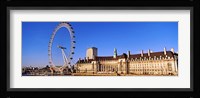 Ferris wheel with buildings at the waterfront, River Thames, Millennium Wheel, London County Hall, London, England Fine Art Print