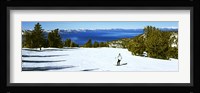 Tourist skiing in a ski resort, Heavenly Mountain Resort, Lake Tahoe, California-Nevada Border, USA Fine Art Print