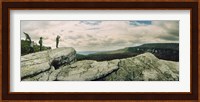 Hikers on flat boulders at Gertrude's Nose hiking trail in Minnewaska State Park, Catskill Mountains, New York State, USA Fine Art Print
