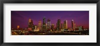 Buildings lit up at night, Houston, Texas, USA Fine Art Print