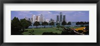 Trees in a park with buildings in the background, Detroit, Wayne County, Michigan, USA Fine Art Print