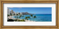 Buildings On The Beach, Waikiki Beach, Honolulu, Oahu, Hawaii, USA Fine Art Print