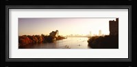 Boats in the river with cityscape in the background, Head of the Charles Regatta, Charles River, Boston, Massachusetts, USA Fine Art Print
