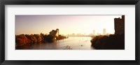 Boats in the river with cityscape in the background, Head of the Charles Regatta, Charles River, Boston, Massachusetts, USA Fine Art Print