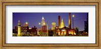 Buildings Lit Up At Night, Cleveland, Ohio Fine Art Print