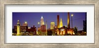 Buildings Lit Up At Night, Cleveland, Ohio Fine Art Print