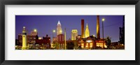 Buildings Lit Up At Night, Cleveland, Ohio Framed Print