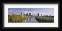 Reflection of buildings in water, Schuylkill River, Northwest Philadelphia, Philadelphia, Pennsylvania, USA Fine Art Print