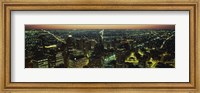 High Angle View of Detroit at Night Fine Art Print