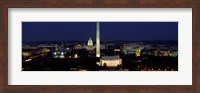 Buildings Lit Up At Night, Washington Monument, Washington DC, District Of Columbia, USA Fine Art Print