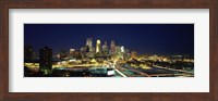 Buildings lit up at night in a city, Minneapolis, Hennepin County, Minnesota, USA Fine Art Print