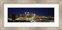 Buildings lit up at night in a city, Minneapolis, Hennepin County, Minnesota, USA Fine Art Print