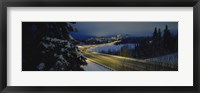 Winding road running through a snow covered landscape, Anchorage, Alaska, USA Fine Art Print
