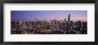 Chicago with Purple Sky at Night Fine Art Print