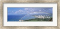 Rainbow Over A City, Waikiki, Honolulu, Oahu, Hawaii, USA Fine Art Print