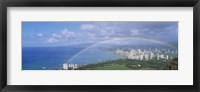Rainbow Over A City, Waikiki, Honolulu, Oahu, Hawaii, USA Fine Art Print