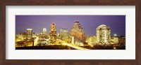 Buildings lit up at dusk, Austin, Texas, USA Fine Art Print