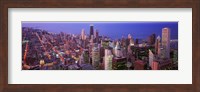 Aerial View of Chicago with Purple Sky Fine Art Print