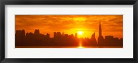 Birght Orange Sky and Sun Behind the New York City Skyline Fine Art Print