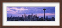 Seattle Skyline with Purple Sky and Clouds Fine Art Print