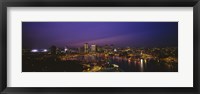 Aerial view of a city lit up at dusk, Baltimore, Maryland, USA Fine Art Print