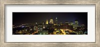 Aerial view of a city lit up at night, Cleveland, Ohio, USA Fine Art Print