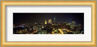 Aerial view of a city lit up at night, Cleveland, Ohio, USA Fine Art Print