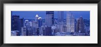 Buildings in a city lit up at dusk, Pittsburgh, Pennsylvania, USA Fine Art Print